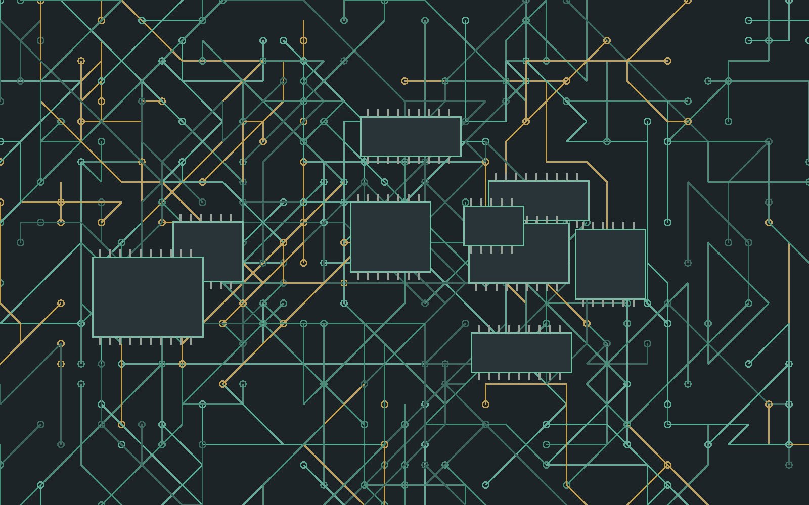 Abstract circuit board traces and chips