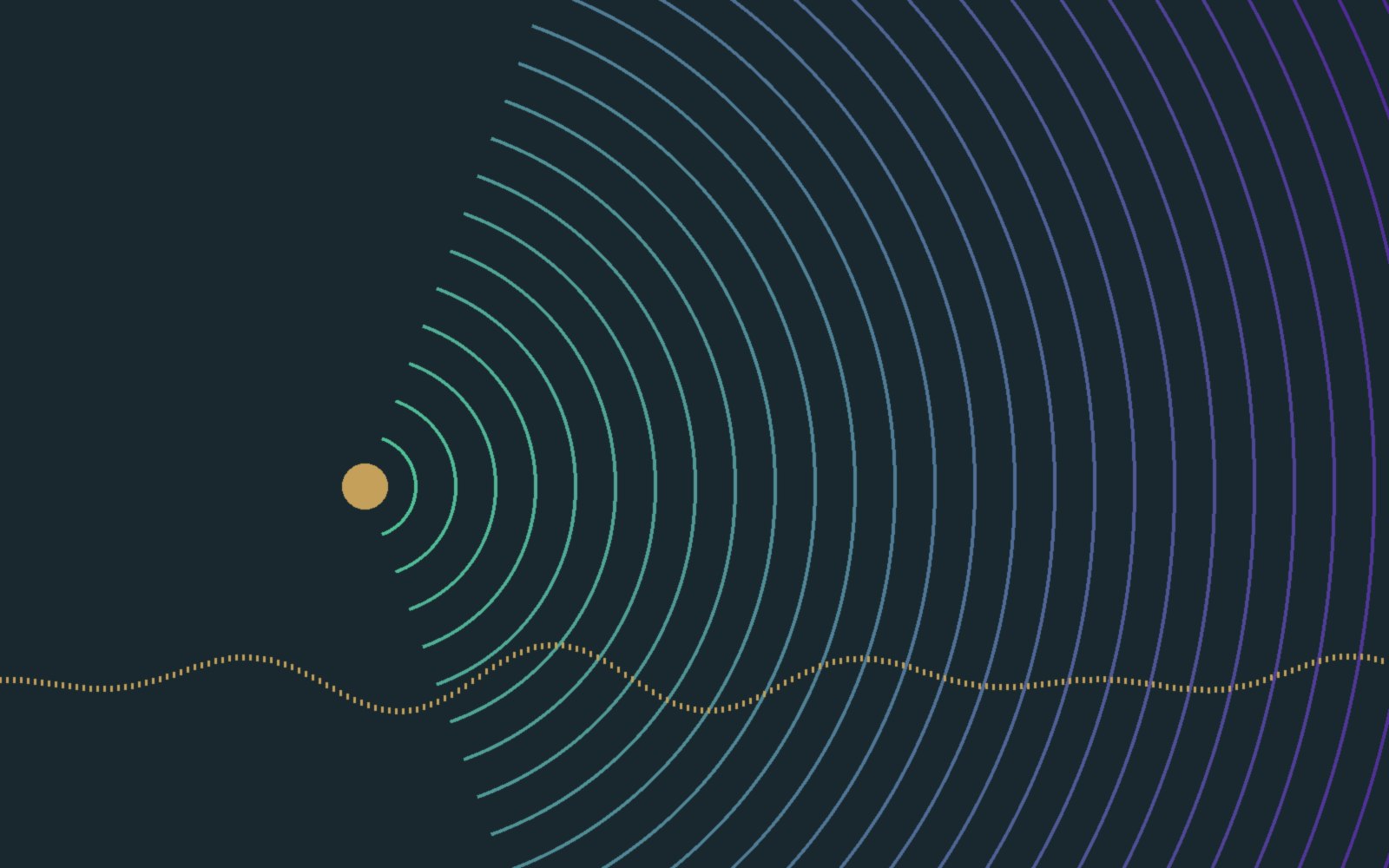 Abstract wireless signal waves on a dark background